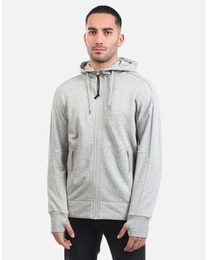 C.P. Company Diagonal Raised Fleece Lens Zip Hoodie - Grey