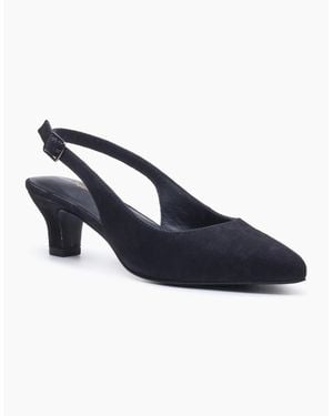 Hush Puppies Nahla Buckle Kitten Heel Pointy Slingback Shoes - Blue