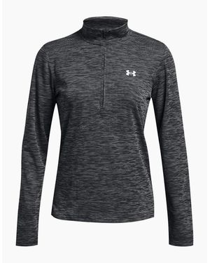 Under Armour Tech Zip Neck High Collar Long Sleeve Sweatshirt - Black