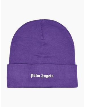 Palm Angels Logo Printed Beanie - Purple