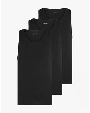 Calvin Klein 3 Pack Lounge Tank Tops - Black