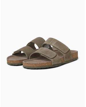 Jack & Jones Malta Suede Martini Sandals - Brown