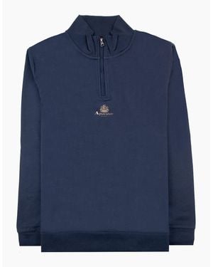 Aquascutum Small Logo Quarter Zip 11 - Blue