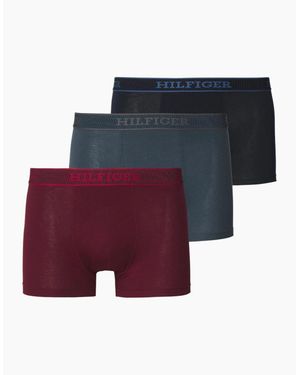 Tommy Hilfiger Trunks 3 Pack Hilfiger Monotype Repeat Logo Stretch Trunks - Red