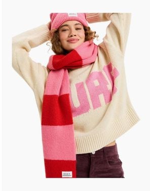 Roxy Forever Winter Stripy Warm Scarf - Red
