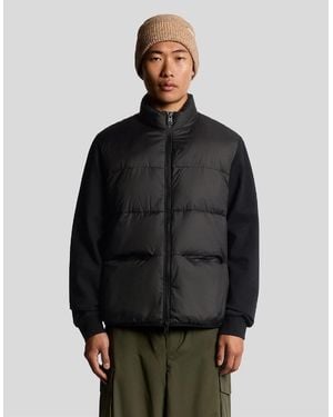 Lyle & Scott Funnel Neck Hybrid Zip Through Jumper - Black