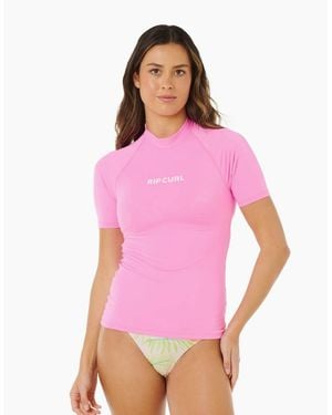 Rip Curl Rip Curl Molokai Solid Upf Short Sleeve Rash Vest - Pink