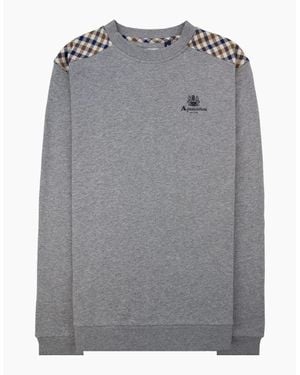 Aquascutum Cc Shoulder Crewneck Fleece Dark Melange 53 - Grey