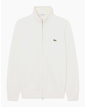 Lacoste Ah1957 Full Zip High Neck Cotton Knit - White