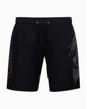 Philipp Plein Plein Sport Golden Tiger Long Swim Shorts - Black