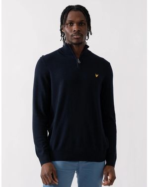 Lyle & Scott Lyle & Scott Cotton Merino Quarter Zip Jumper - Blue