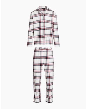 Tommy Hilfiger Tartan Flannel Pyjama Set, Heritage Plaid Ivory - White