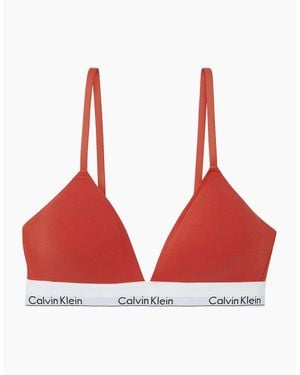Calvin Klein Modern Cotton Lightly Lined Triangle Bra, Molten - Red
