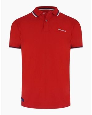 Aquascutum Active Cotton Stripes Polo Dry-Fit Polo Shirt - Red