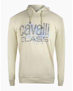 Roberto Cavalli Cavalli Class Cracked Sprayed Logo Hoodie - White