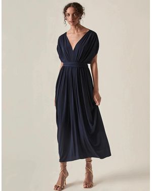 James Lakeland Draped Open-Back Midi Dress – - Blue