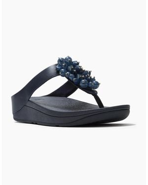 Fitflop Fino Toe-Post Polyurethane Midnight Sandals - Blue