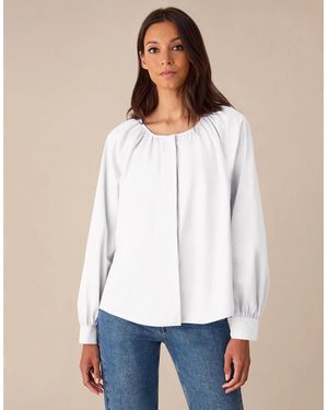 Ro&zo Cotton Gathered Shirt - White