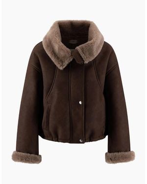 Fynch-Hatton Faux Leather Aviator Jacket - Brown