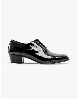 Club Cubano Cordoba Patent Leather Lace Up Cuban Heel Oxford Shoes - Black