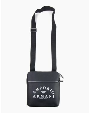 Emporio Armani Logo Printed Messenger Bag - Black