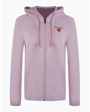 Love Moschino Small Heart Logo Zip Hoodie - Purple