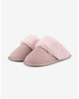 Totes Isotoner Suede Mule Slipper With Fur Cuff Mules - Pink