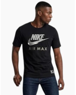 Nike Air Max T Shirt Short Sleeve Crew Neck Regular Fit Casual Cotton Tee - Black