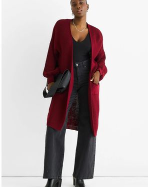 Gini London Chunky Knit Long Cardigan - Red