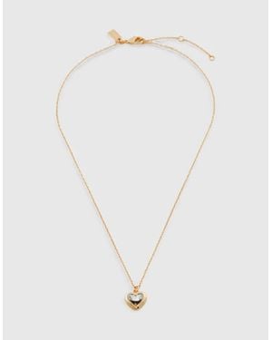 COACH Tone Embellished Heart Necklace - White