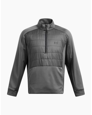 Under Armour Solid Patterned Fleece Half Zipper Ribbed Cuff Jacket - Grey