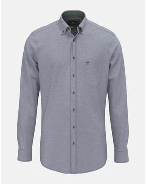 Fynch-Hatton Herringbone Flannel Button Down Shirt - Blue