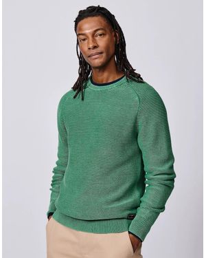 aubi Saxilby Cotton Tuck Stitch Crew - Green