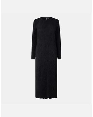 Pieces Kni Crew Neck Long Sleeve Midi Dress - Black