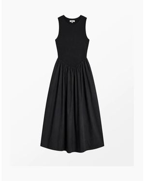 Ro&zo Petite Jersey Bodice Midi Waisted Dress - Black