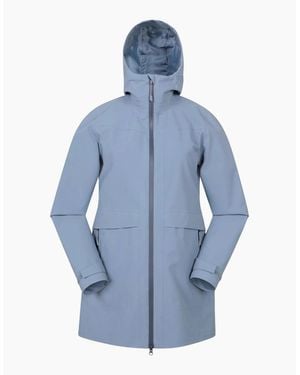 Mountain Warehouse Ladies April Longline Waterproof Jacket - Blue