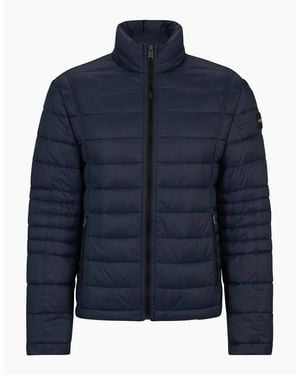 BOSS Solid Patterned Puffer Jacket - Blue
