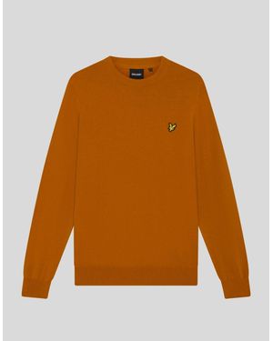 Lyle & Scott Cotton Merino Crew Neck Jumper - Orange