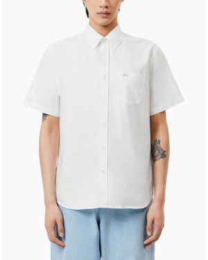 Lacoste Ch8522 Shirts Short Sleeve Regular Fit Button Up Cotton Casual Tops - White