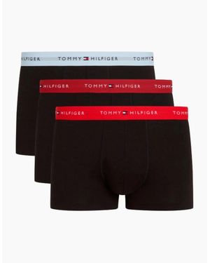 Tommy Hilfiger 3-Pack Signature Cotton Boxer Trunks, W/ /Burgundy/Ice - Red