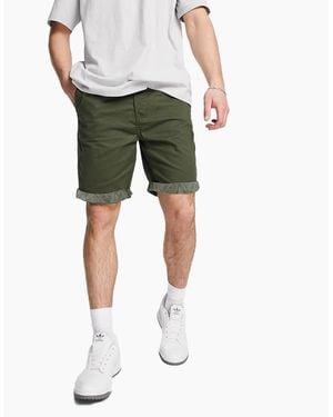 Threadbare Chino Shorts Cotton Knee Length Summer Bermuda Casual Shorts New - Green