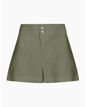 no emotions Linen Shorts - Green