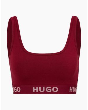 BOSS Sporty Logo Bralette, Burgundy - Red