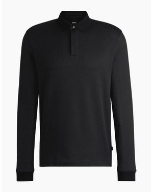 BOSS H-Pado Long Sleeve Polo Shirt - Black