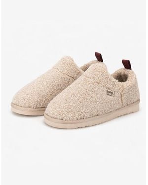 Totes Isotoner Borg Bootie With Back Tape Detail Slipper Boots Oat - Natural