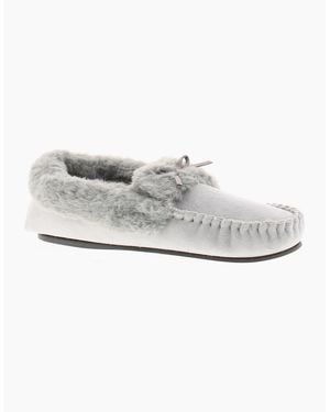 Strollers Moccasin Slippers Faux Fur Lined Cosette Uk Size - White