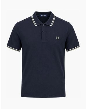 Fred Perry Plain Polo Shirt Dark Airforce/Seagrass - Blue