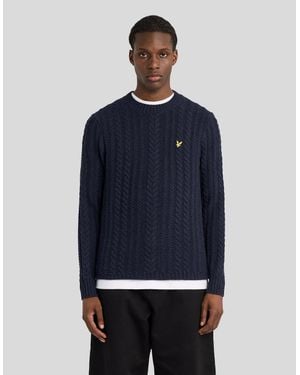 Lyle & Scott Cable Knit Crew Neck Jumper - Blue