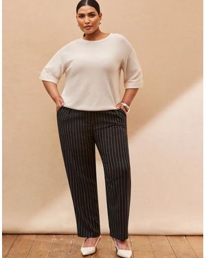 Live Unlimited London Pinstripe Tapered Tailored Trouser - Natural