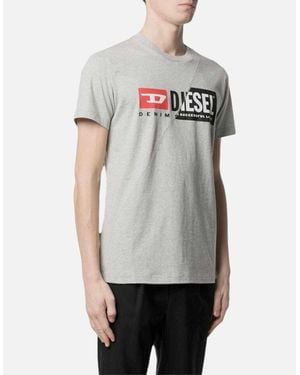 DIESEL T Diego Crew Neck T Shirts Cuty Dual Logo Printed Casual Cotton Tee - Grey